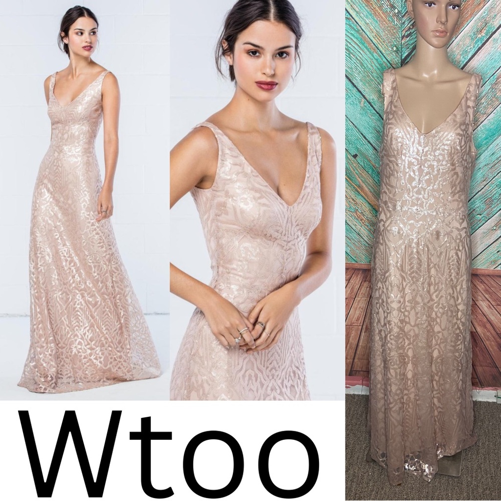 WTOO 350 Rose Gold Sequin Formal Fully Lined Polyester Maxi Dress